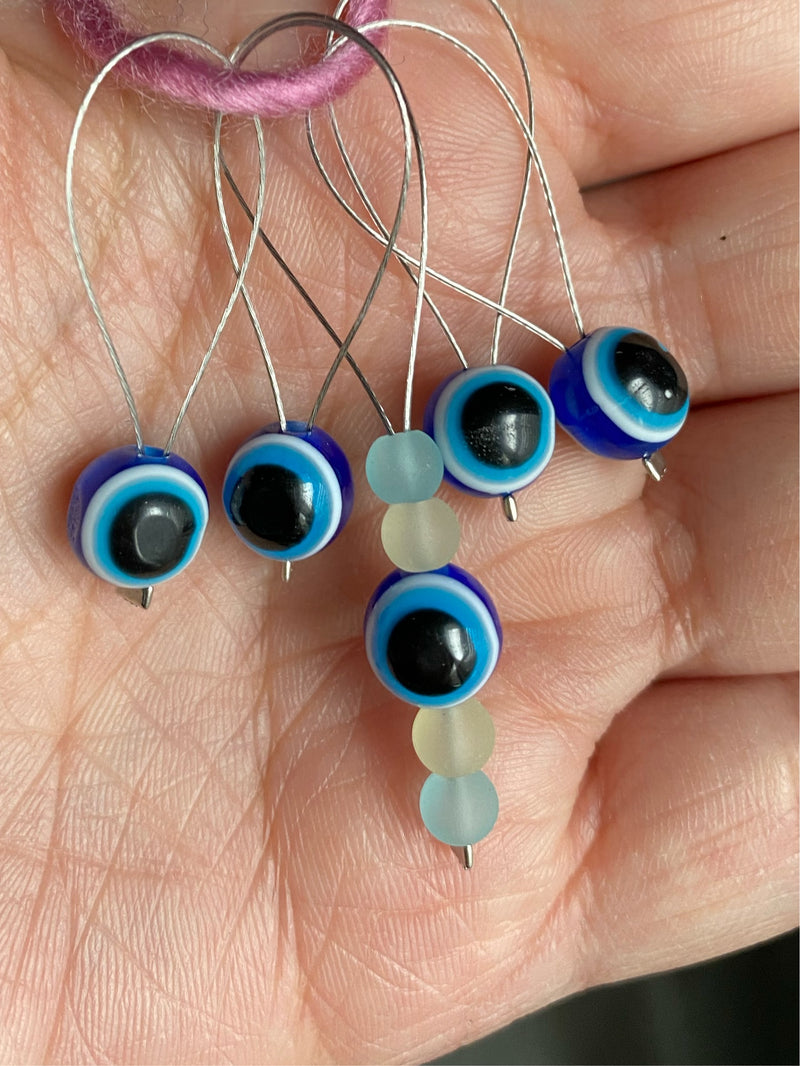 handmade evil eye resin stitch markers